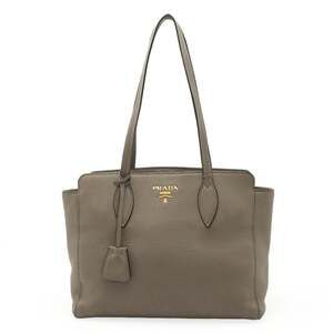 PRADA Gray Leather Shoulder Bag